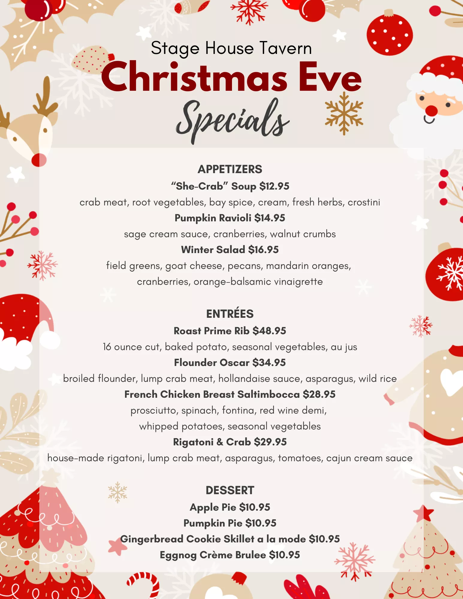 Christmas Eve dinner in Scotch Plains