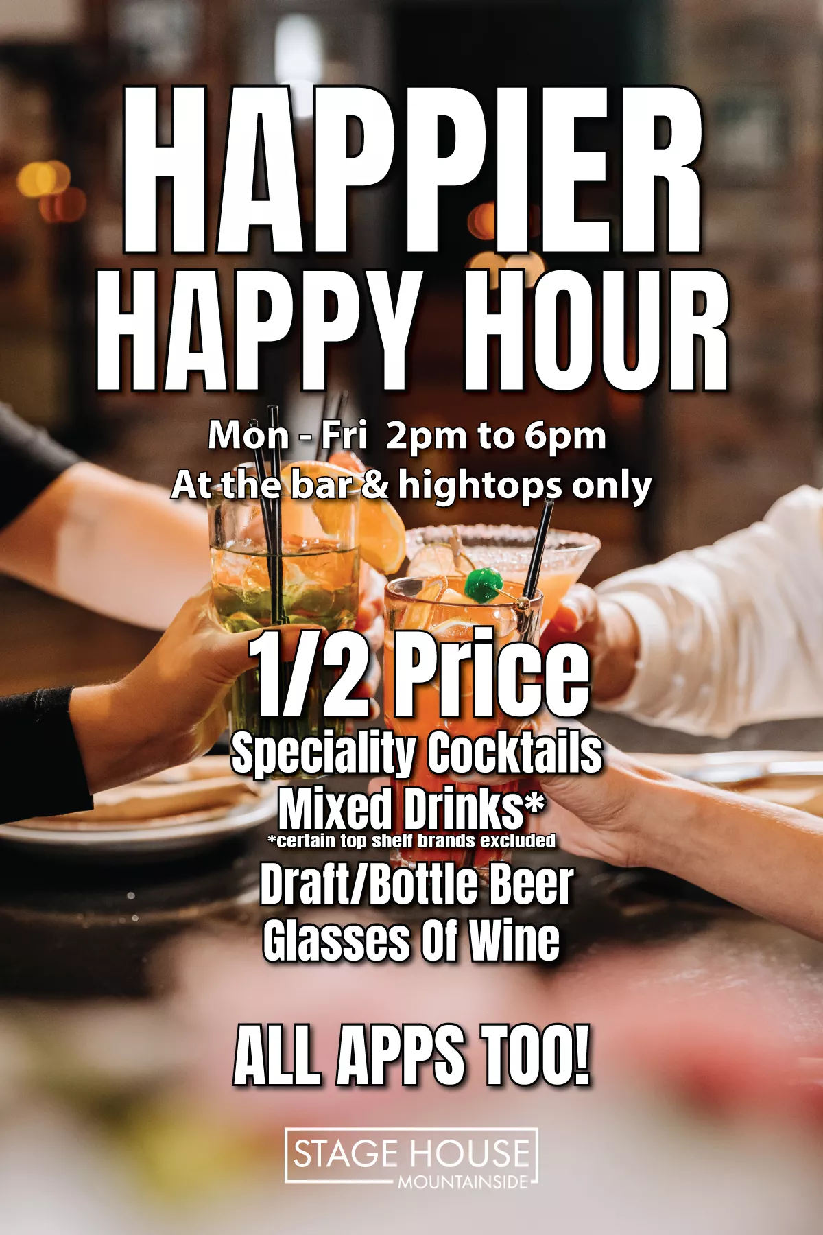 Our  Happy Hour is the best daily happy hour in Mountainside!