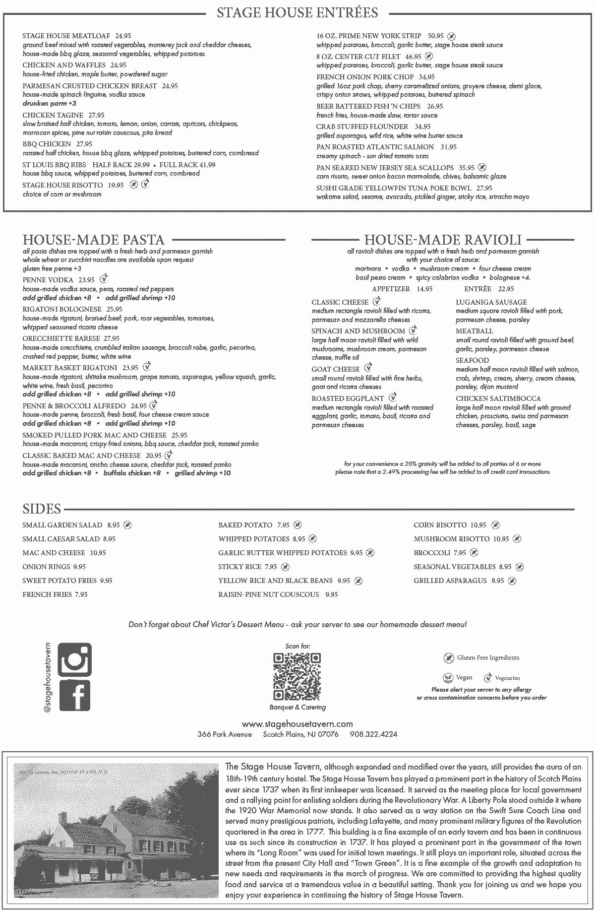 2nd page Menu for Stage House Tavern in Scotch Plains
