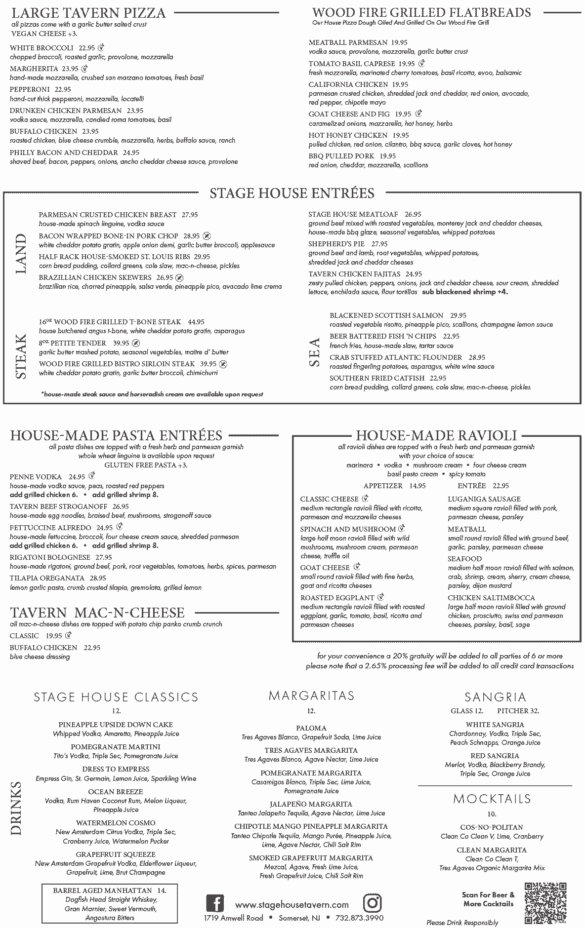 Somerset Stage House Tavern Menu