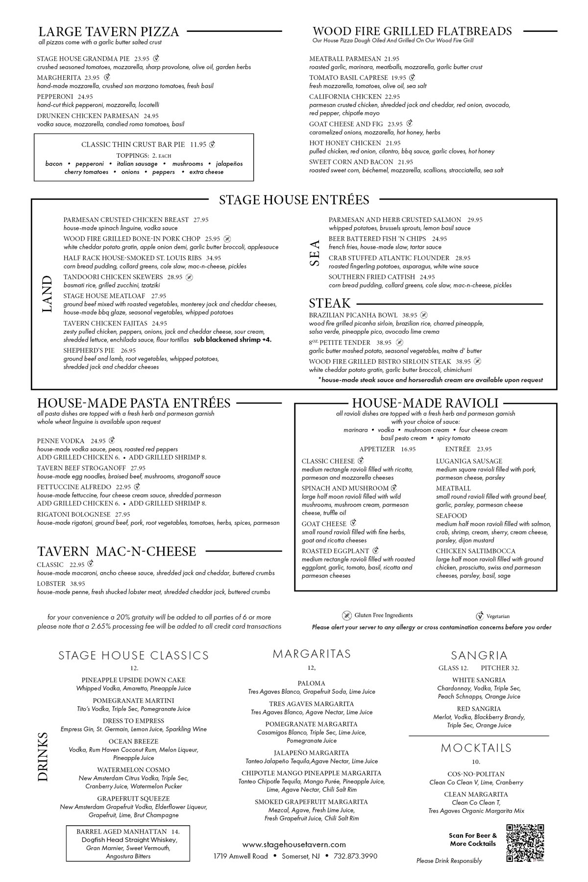 Somerset Stage House Tavern Menu