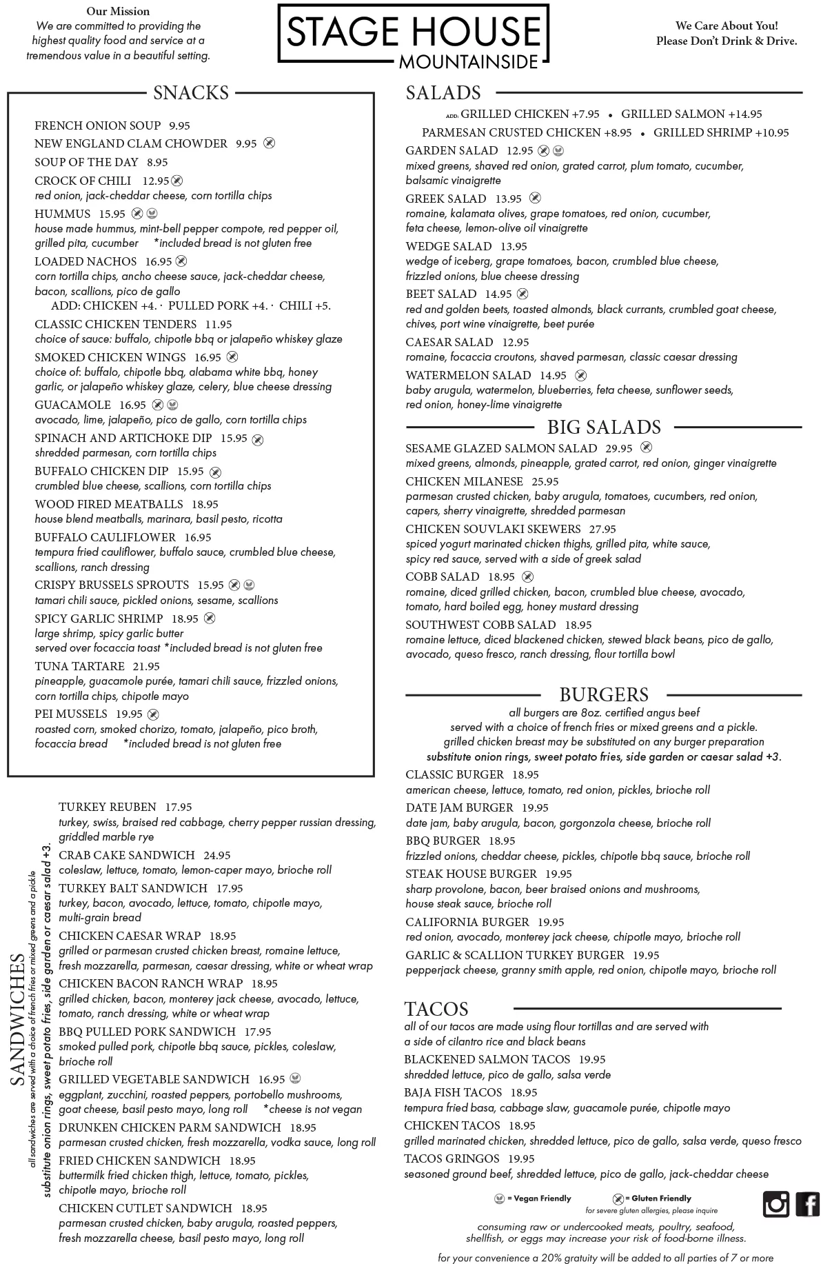 Mountainside menu