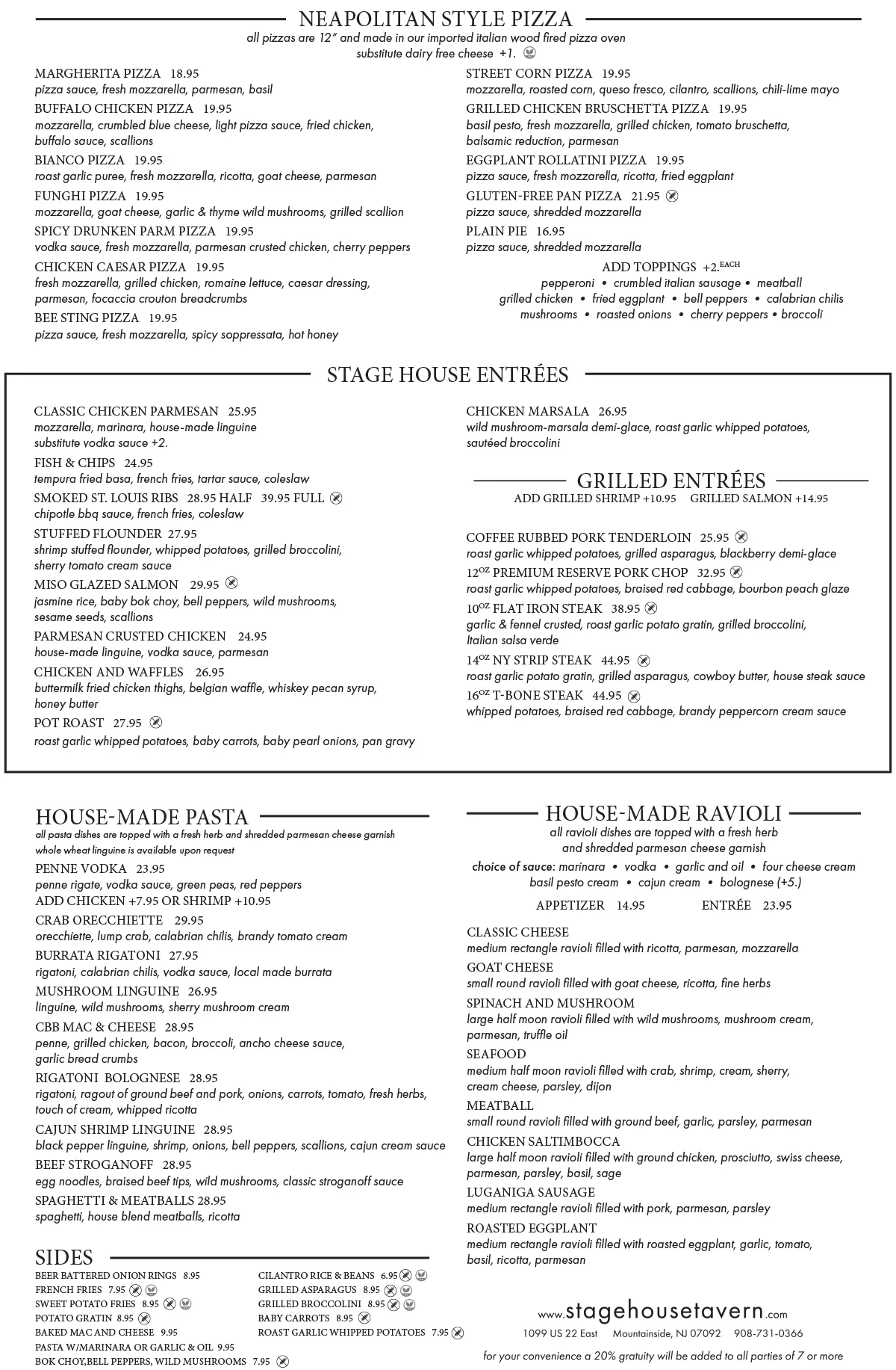 Mountainside menu