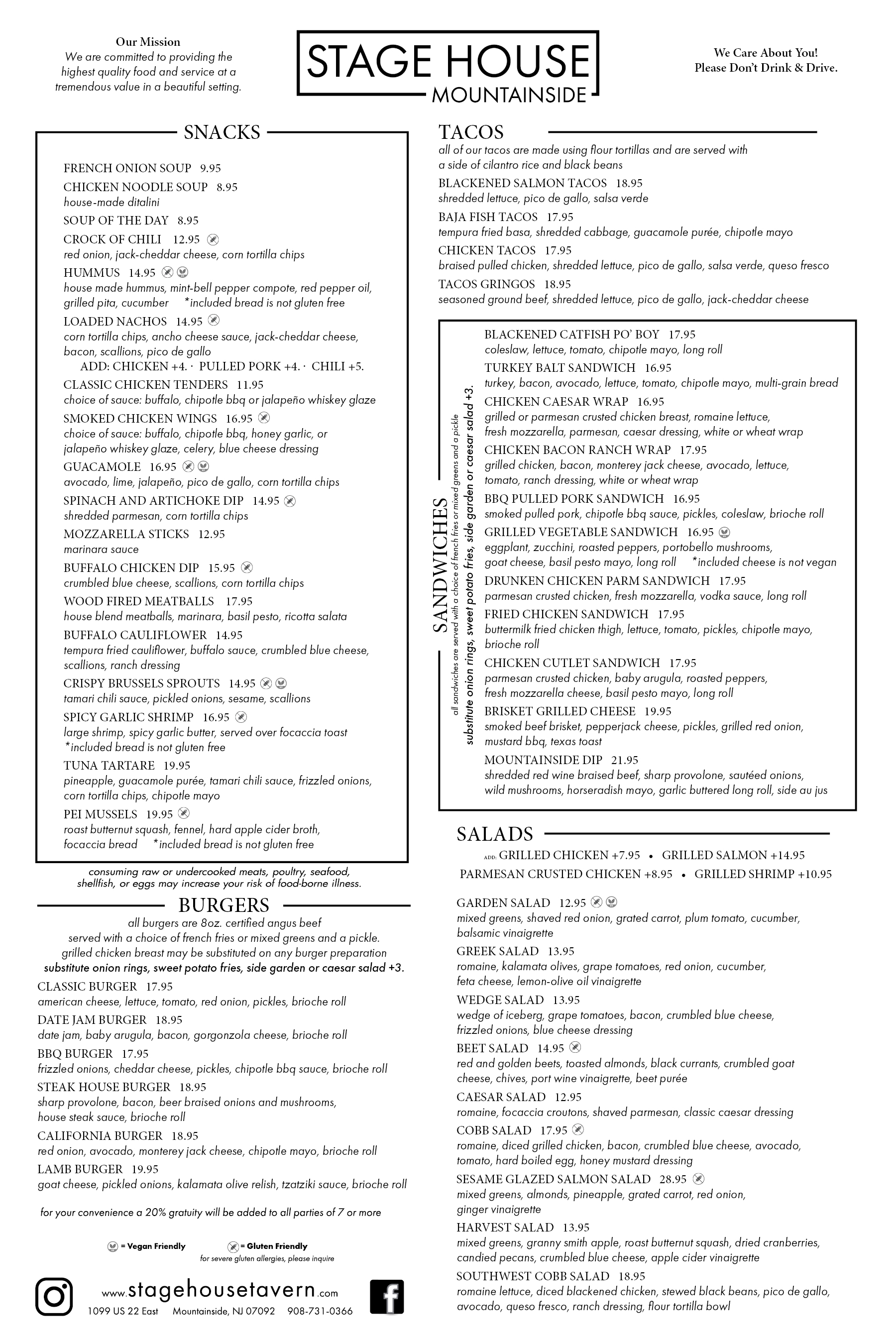 Mountainside menu